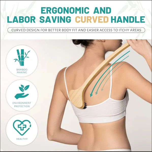 22-Inch Bamboo Back Scratcher with 2-in-1 Massaging Head for Ultimate Relief
