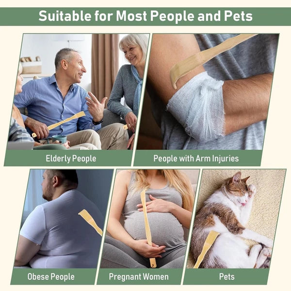 Natural Bamboo Wooden Tickling Rake Back Scratcher Pick Itch Relief Tools 4pcs