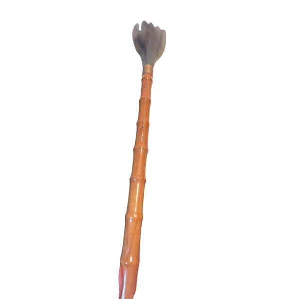 Vtg lucite & Bamboo Hand-Shaped Back Scratcher With Fleur-De-Lis Accent