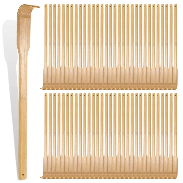 50 Pcs Bamboo Back Scratcher Bulk Traditional Manual Back Massager Wooden Lon
