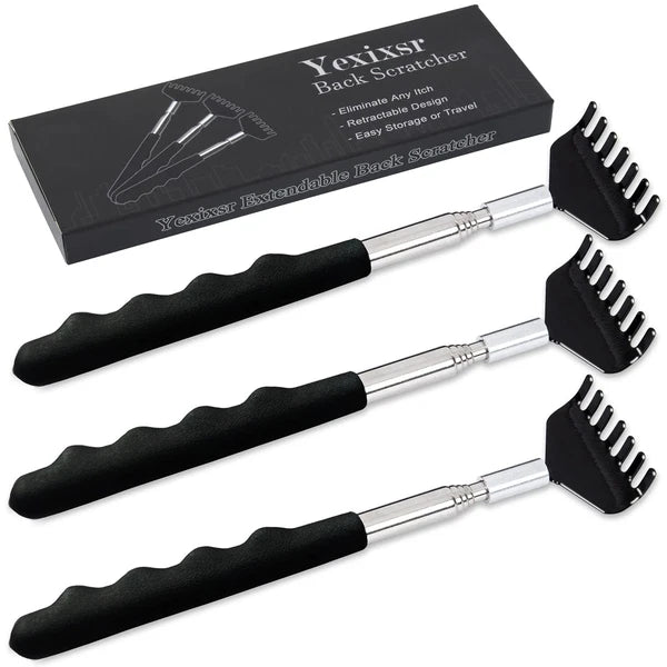3 Pack Extendable Back Scratcher, Stainless Steel Portable Telescoping Back