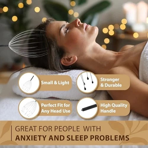 Head Massager 20 Fingers Scalp Massager Head Scratcher, Back Massage Back Black