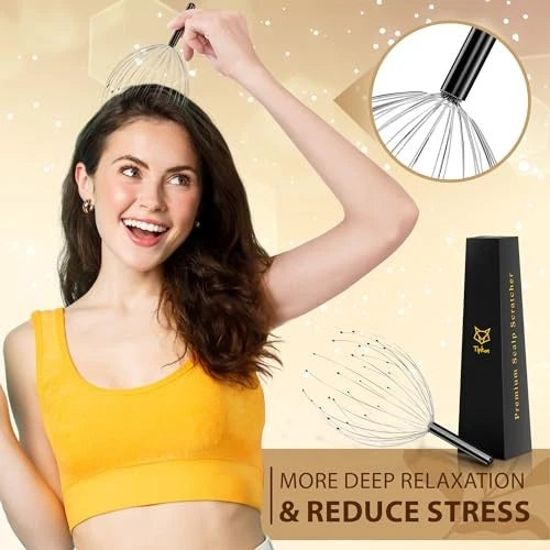 Head Massager 28 Fingers Scalp Massager Head Scratcher, Back Massage Back Black