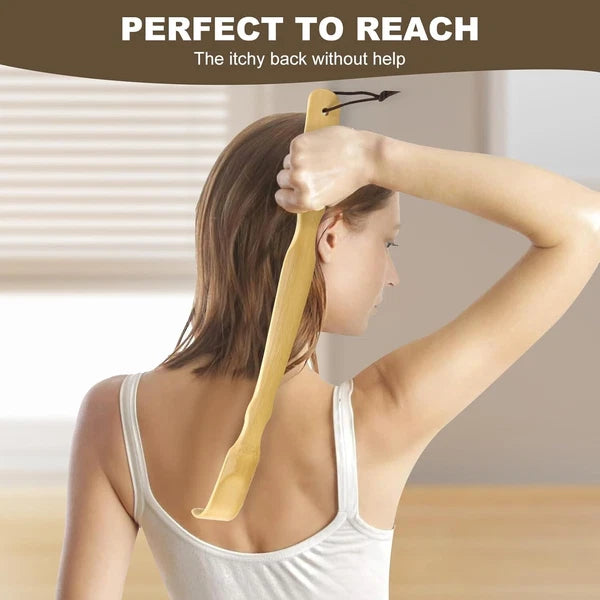 3 Pack Wooden Back Scratcher, 17 Inch Curved Long Handle Bamboo Back Scratchers