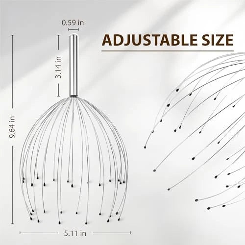 Head Massager 28 Fingers Scalp Massager Head Scratcher, Back Massage Back Black