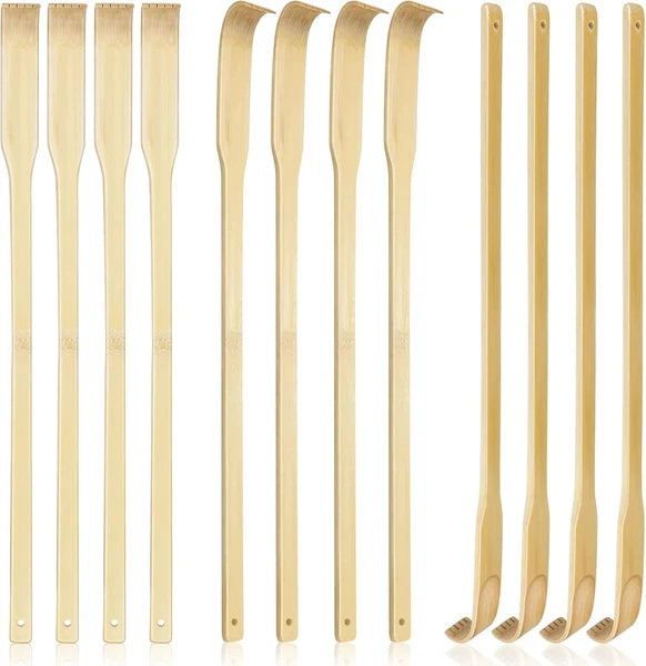 12 PCS Natural Bamboo Back Scratcher Traditional Wooden Back Scratcher,Long Back