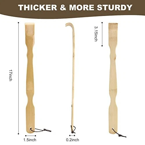 Wooden Bamboo Back Scratcher, 17 Inch Long Handle Back Scratchers for 2 Pack