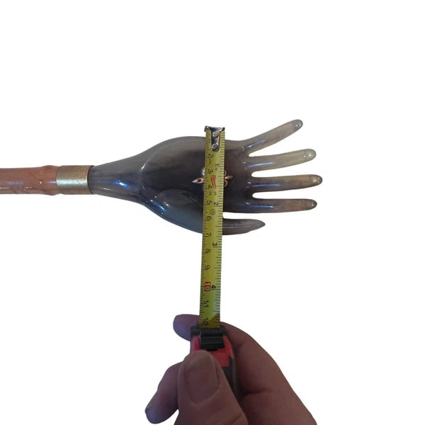 Vtg lucite & Bamboo Hand-Shaped Back Scratcher With Fleur-De-Lis Accent