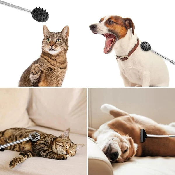 Telescoping Back Scratcher with 4 Detachable Heads, Adjustable Metal Scraper