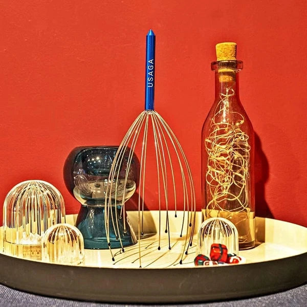 Adjustable Head Scratcher - Durable Scalp Massager in Red & Blue