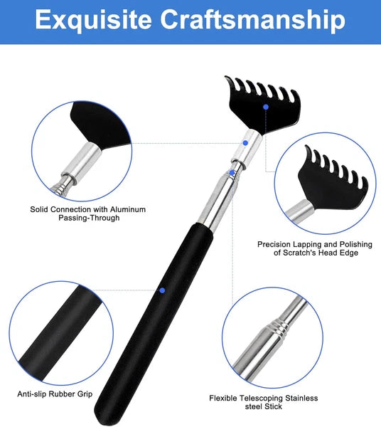 Portable Extendable Back Scratcher, 2 Pack Metal Telescoping Backscratchers for