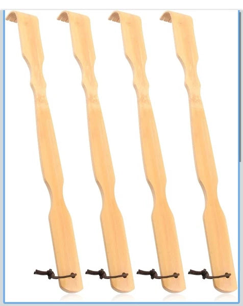 Wooden Bamboo Back Scratcher, 4 PCS 17 Inch Long Handle Back Scratchers for A...
