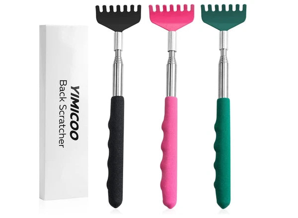 3 Pack Extendable Back Scratcher, Stainless Steel Portable Telescoping Back