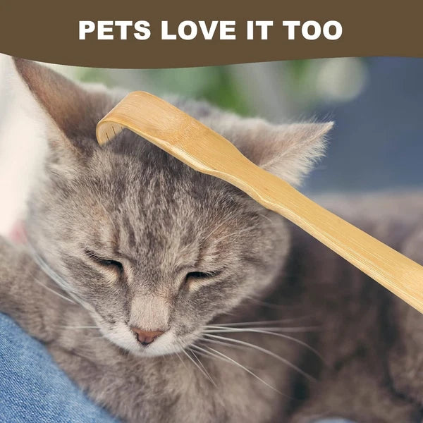 2Pcs Wooden Bamboo Back Scratcher Long Handle Itch Relief Finger-Like Scratchers