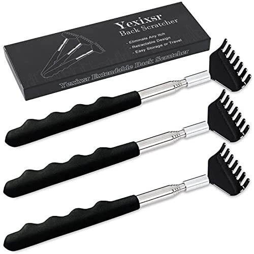 3 Pack Extendable Telescoping Back Scratcher with Rubber Handles