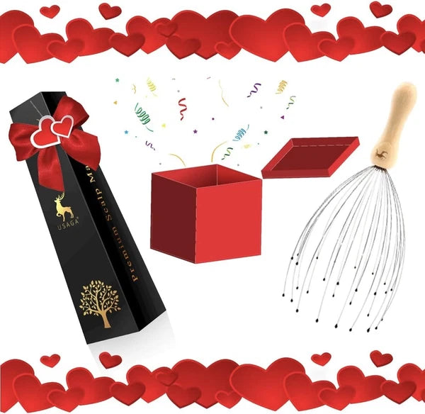 28-Finger Head Massager for Ultimate Relaxation - 2 Pack Stainless Steel & Wood