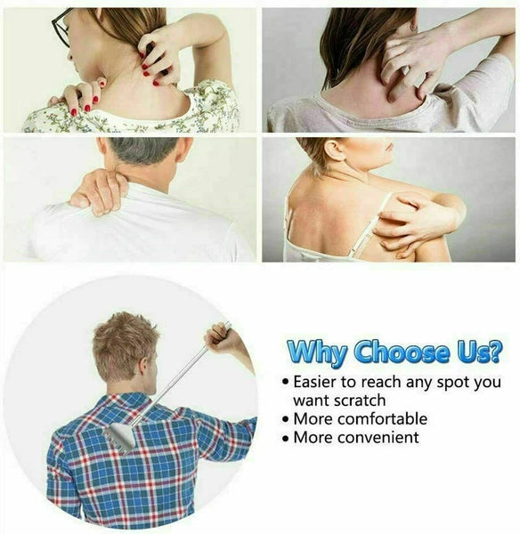 NEW Metal Telescopic Retractable Back Scratcher Stainless Steel 16cm to 51cm UK