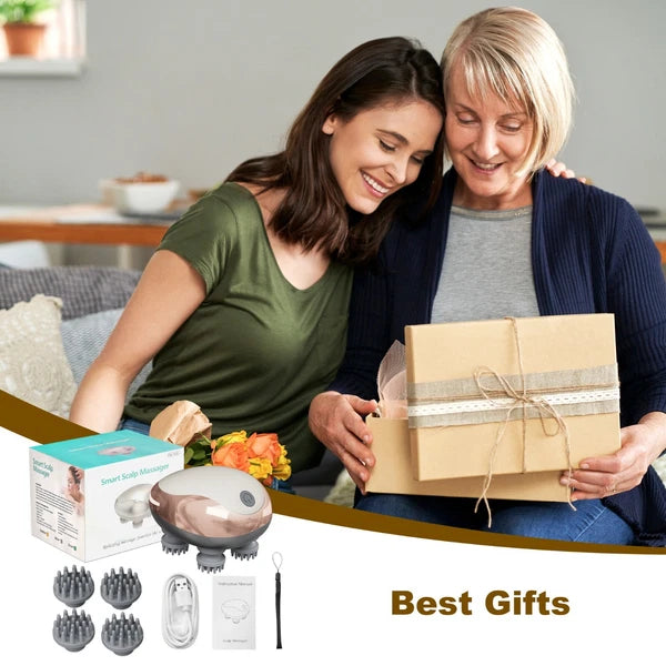 Electric Head Massager Scalp Waterproof 4 Heads 96 Nodes for Hair Stress Relax