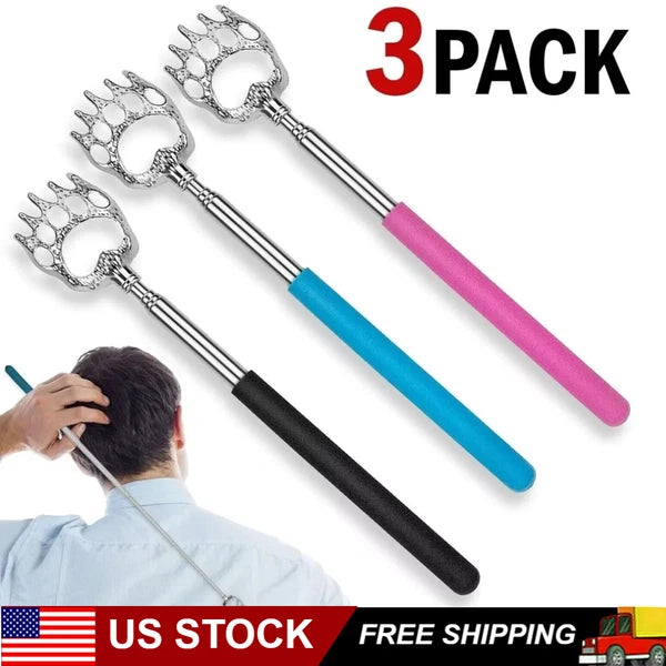3PCS Metal Back Scratcher Back Extendable Massager  Bear Claw Telescopic New