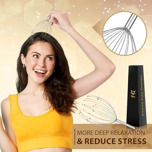 Head Massager 20 Fingers Scalp Massager Head Scratcher, Back Massage Silvery