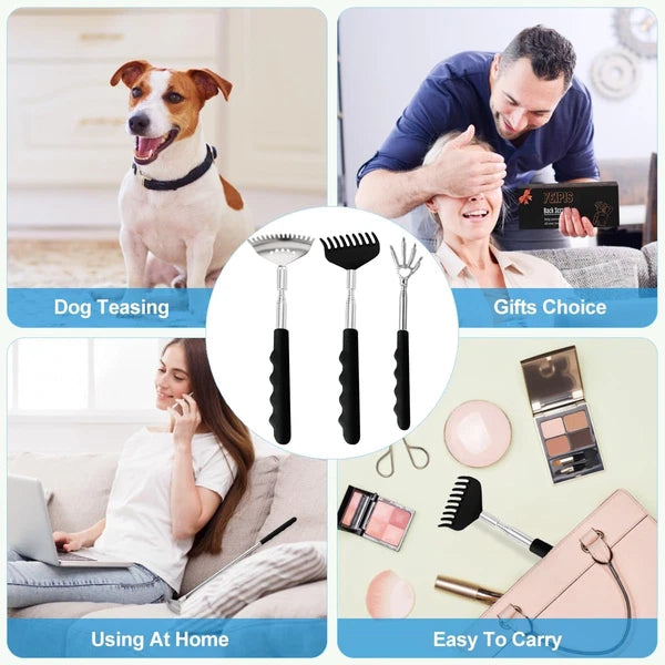 3Pcs Upgraded Back Scratcher Massager, Telescoping Back Massage Stocking Stuffer