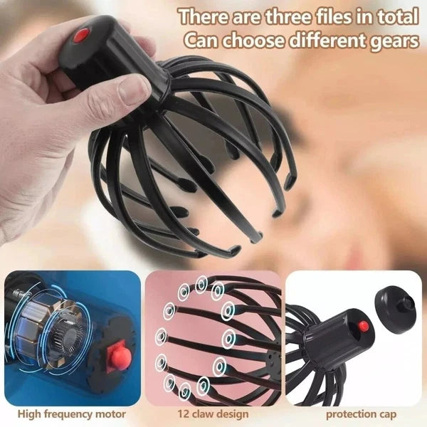 Electric Octopus Claw Scalp Massager Cordless Head Scratcher for Stress Relax