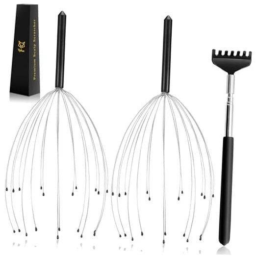 Head Massager 20 Fingers Scalp Massager Head Scratcher, Back Massage Back Black