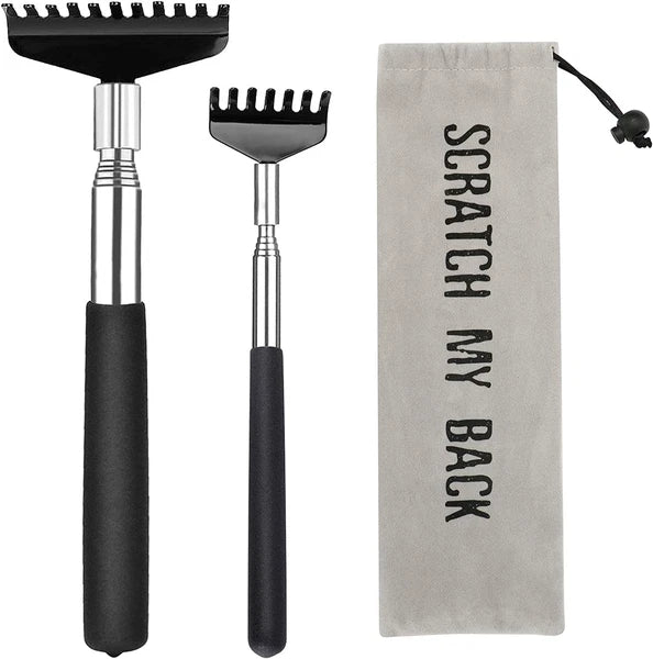 Telescoping Back Scratcher, 2 Pack - Stainless Steel, Portable and Extendable