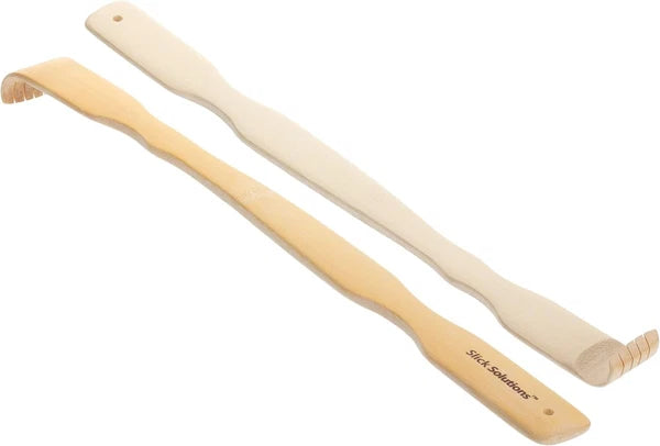 2Pcs Wooden Bamboo Back Scratcher Long Handle Itch Relief Finger-Like Scratchers