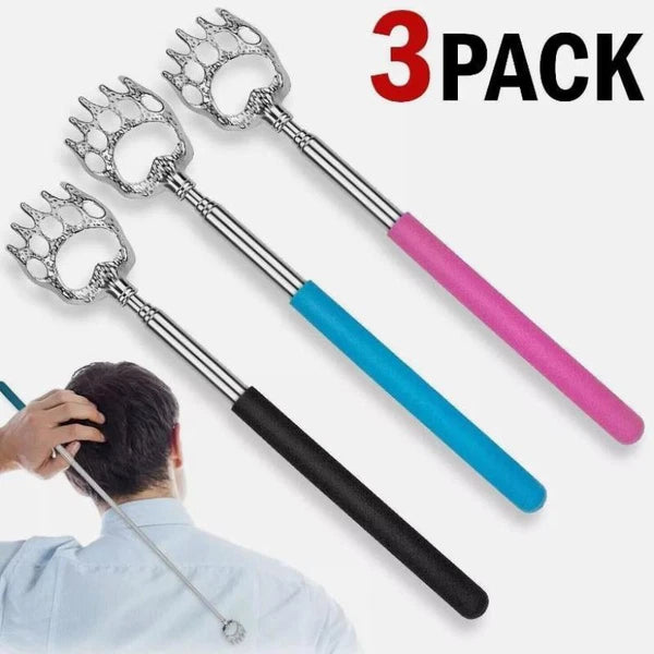 3 PCS Bear Claw Telescopic Metal Back Scratcher Back Extendable Massager Gift.