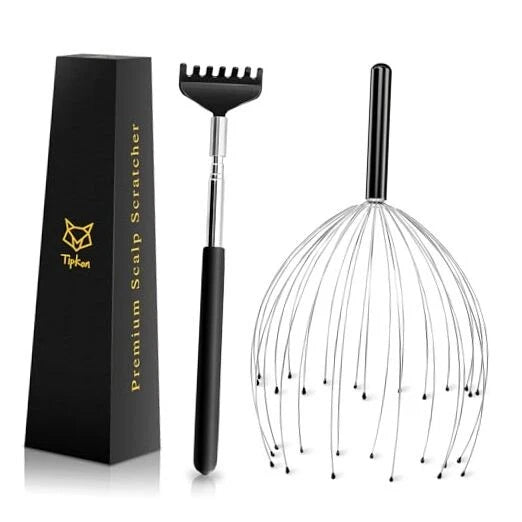 Head Massager 28 Fingers Scalp Massager Head Scratcher, Back Massage Back Black