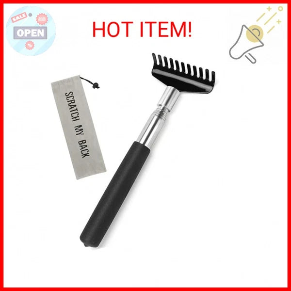 Oversized Portable Extendable Back Scratcher, Upgraded Metal Stainless Steel Tel