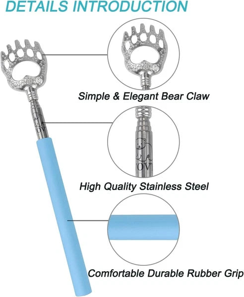 Blue Bear Claw Telescopic Back Scratcher with Durable Grip - Gift Ready