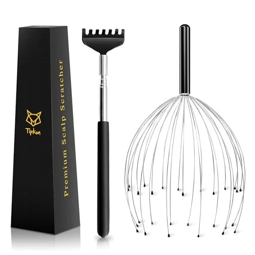 Head Massager 28 Fingers Scalp Massager Head Scratcher, Back Massage Back Black