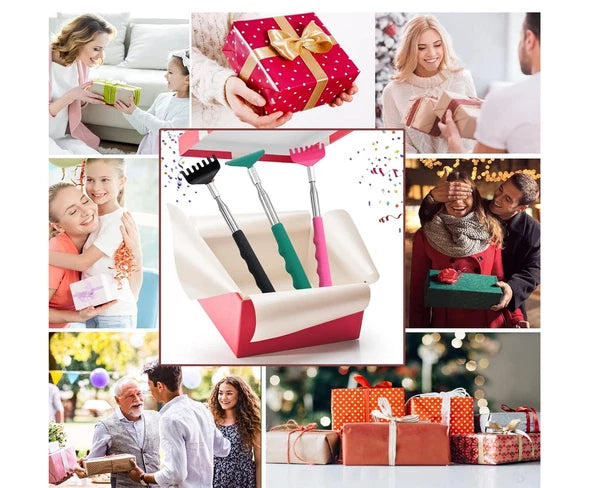 3 Pack Extendable Back Scratcher, Stainless Steel Portable Telescoping Back