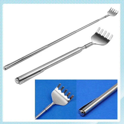 1 x back scratcher pen massage stainless steel metal telescopic comb brush gift