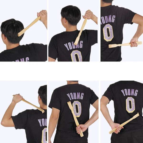2Pcs Wooden Bamboo Back Scratcher Long Handle Itch Relief Finger-Like Scratchers