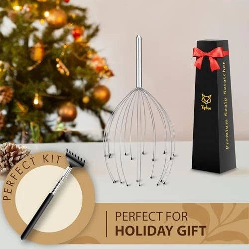 Head Massager 20 Fingers Scalp Massager Head Scratcher, Back Massage Silvery