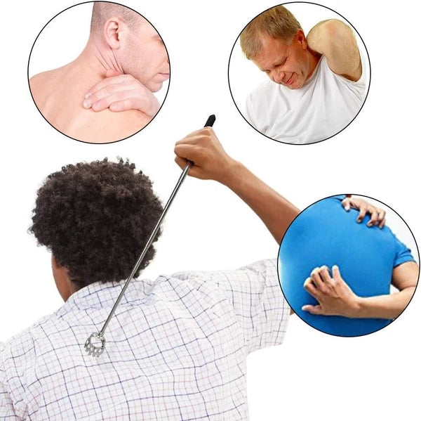 Bear Claw Telescoping Back Scratcher - Silver Metal - Black Rubber Handle NIB