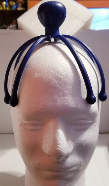 Head Massager Scalp Scratcher  With Rollers Blue - METAL BALL NEW!