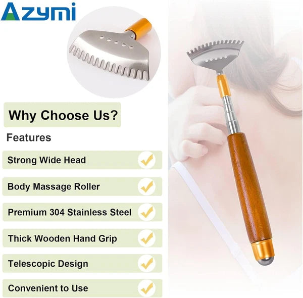 back scratcher metal back scratcher telescopic wooden handle with steel roll