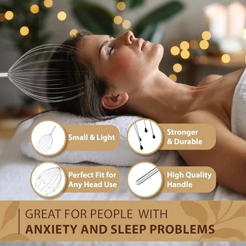 Head Massager 20 Fingers Scalp Massager Head Scratcher, Back Massage Silvery