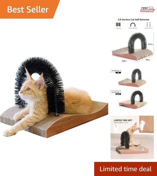Cat Grooming Massager and Scratcher for Kittens and Small Dogs
