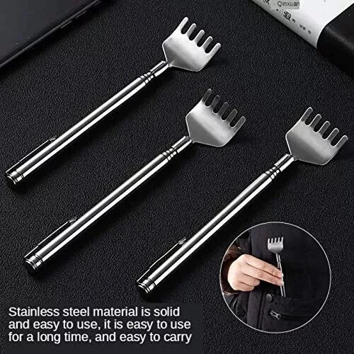Metal Stainless Steel Back Scratcher Telescopic Extendable Claw Extender QW US